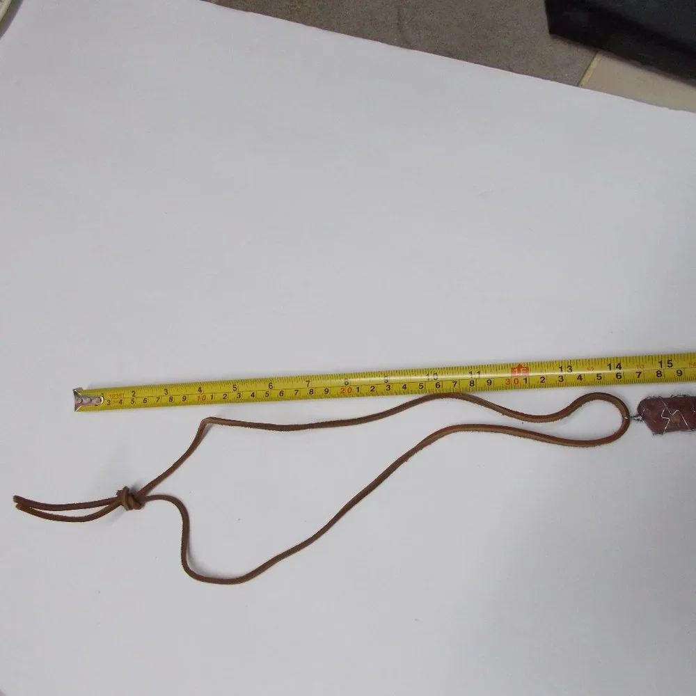 Wired rock on leather strap approximately 19 1/4" tip to tip tied by MPG Design - Picture 6 of 7